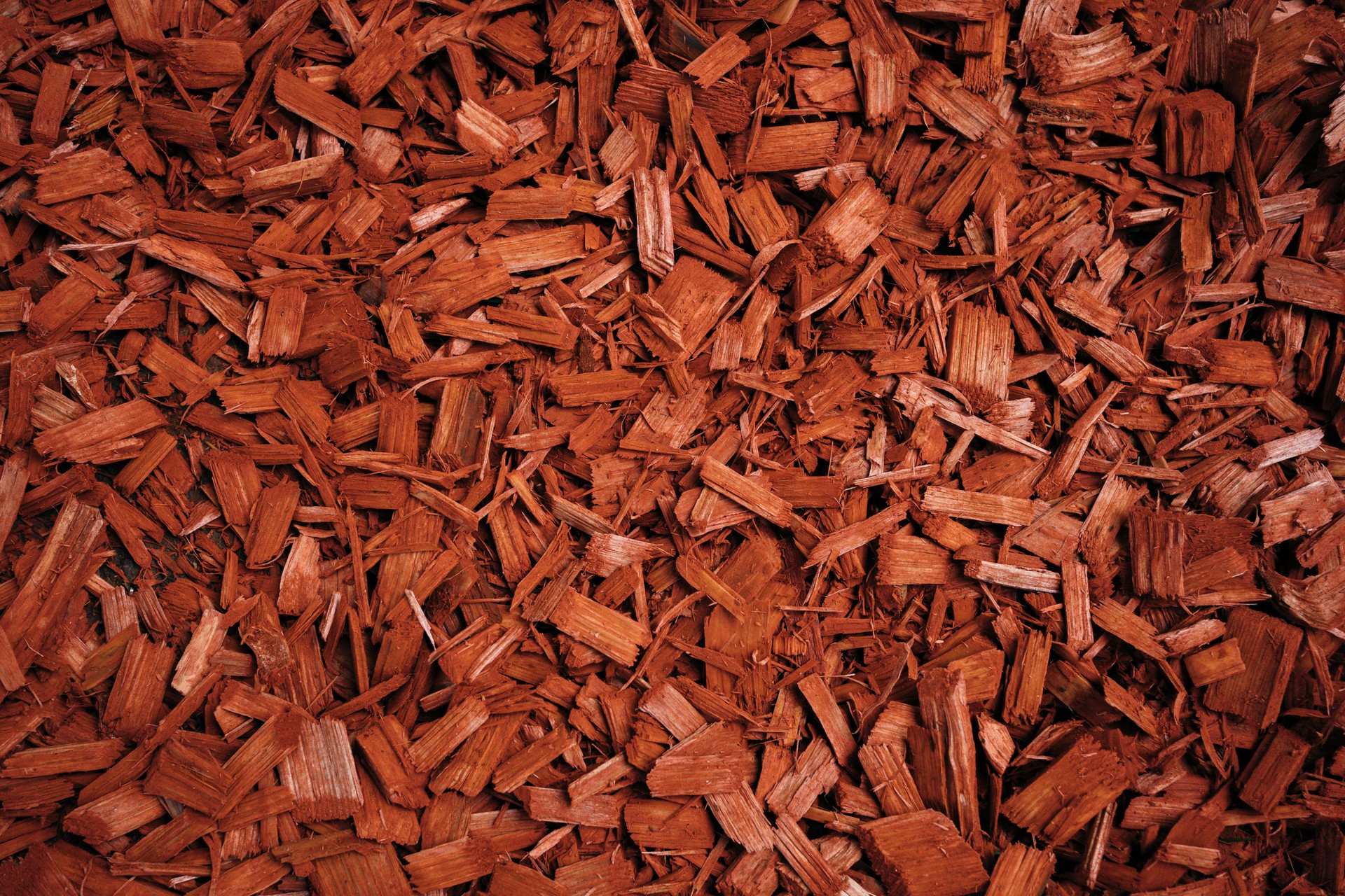 Red mulch used for garden decoration